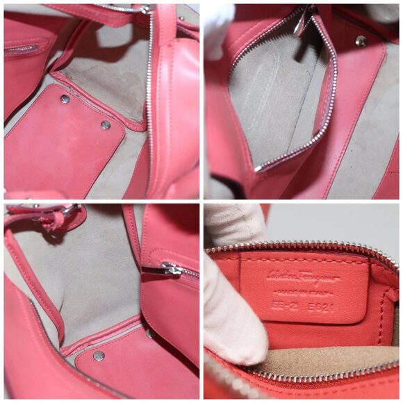 Salvatore Ferragamo Hand Bag Leather 2way Pink Silver Auth - Picture 15 of 16